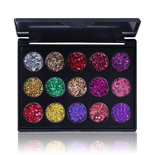 1 juego 15 colores de sombra de ojos Paleta de maquillaje Beauty con purpurina brillos metálicos para sombra de ojos cosmética mineral (02)