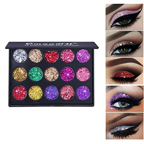 1 juego 15 colores de sombra de ojos Paleta de maquillaje Beauty con purpurina brillos metálicos para sombra de ojos cosmética mineral (02)
