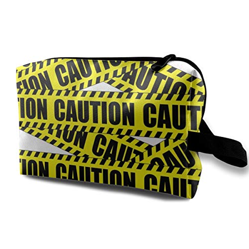 1 neceser de advertencia de advertencia de peligro de construcción de barricada, neceser portátil, neceser de maquillaje, bolsa organizadora de viaje para mujeres y niñas, de 25,4 x 12,7 x 15,7 cm