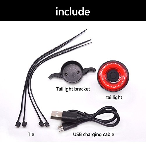 1 one enjoy Luz de Cola para Bicicleta Inteligente Ultra Brillante, luz de Bicicleta Recargable, Encendido/Apagado automático, Luces de Bicicleta LED Impermeables IPX6 (Black)