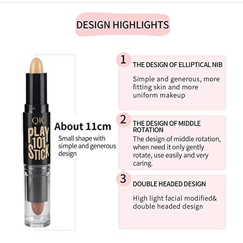 1 PC Base de contorno de doble cara Contorno de ojos Fundación Palos de contorno Manchas Círculo oscuro manchas Cubierta Corrector en lápiz Cosmético para efecto de maquillaje 3D(2)