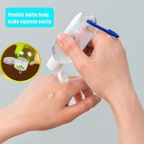 10 botellas de viaje portátiles de 50 ml a prueba de fugas, botellas vacías transparentes de pulverización fina, contenedores con tapa de llavero, botellas de plástico comprimibles para loción