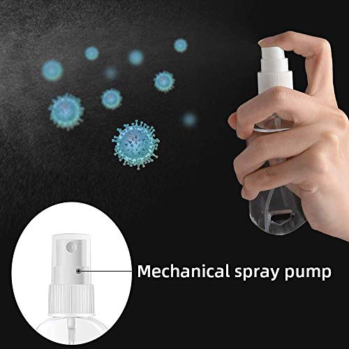 10 botellas de viaje portátiles de 50 ml a prueba de fugas, botellas vacías transparentes de pulverización fina, contenedores con tapa de llavero, botellas de plástico comprimibles para loción