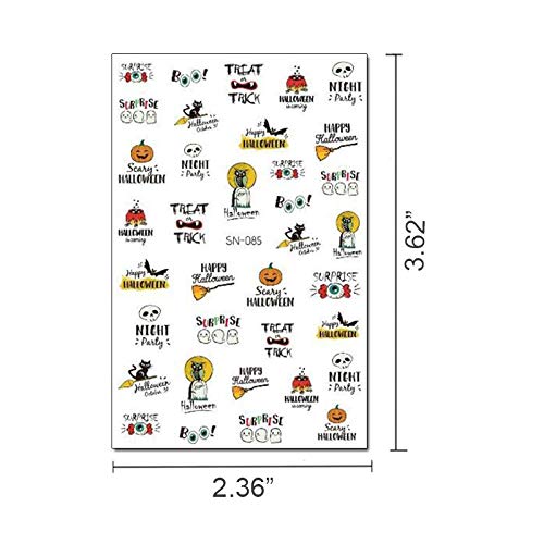 10 hojas Halloween Pegatinas Uñas, Mwoot más de 600 Pcs Pegatinas de autoadhesivas, Fluorescent 3D Nail Art Stickers - pumpkins,bats,ghosts,skulls,witches Calcomanías Arte de Uñas Pegatinas Tatuaje