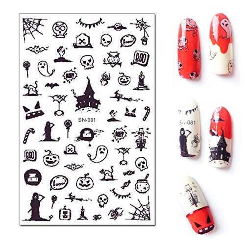 10 hojas Halloween Pegatinas Uñas, Mwoot más de 600 Pcs Pegatinas de autoadhesivas, Fluorescent 3D Nail Art Stickers - pumpkins,bats,ghosts,skulls,witches Calcomanías Arte de Uñas Pegatinas Tatuaje