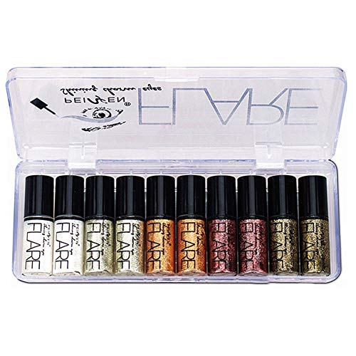 10 Pc/Brillo De Los Colores De Ojos Líquido De Larga Duración Sombra De Ojos Chispeantes De Lápices De Ojos Con Decoración De La Caja De La Mujer