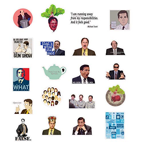 100 PC The Office Stickers, Vinilos Impermeables con Michael, Dwight, Jim, etc, Divertidos Stickers para computadoras portátiles, computadoras, frascos hidráulicos, Botellas de Agua