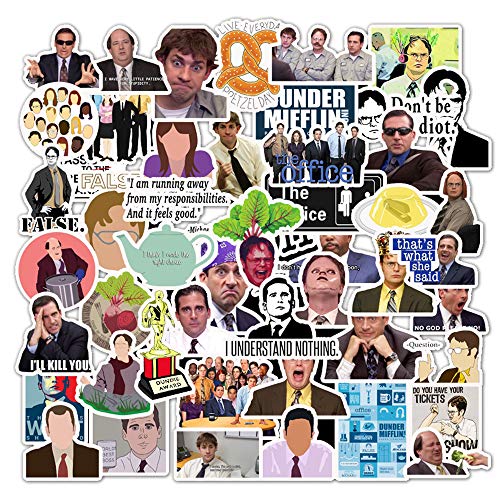 100 PC The Office Stickers, Vinilos Impermeables con Michael, Dwight, Jim, etc, Divertidos Stickers para computadoras portátiles, computadoras, frascos hidráulicos, Botellas de Agua
