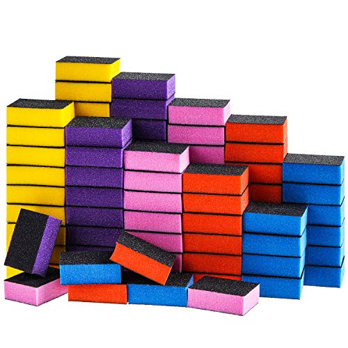 100 Piezas Bloques de Pulido de Uñas Desechables Mini Lima de Lijado de Uñas de Grano Negro Pulidor de Esponja para Pulir Uñas de Manos de Pies, 5 Colores