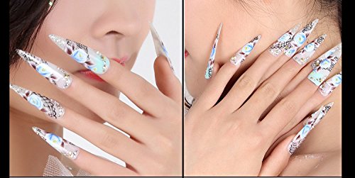 100 uñas postizas, extralargas, de cobertura media, diseño de salón de manicura, puntas de uñas, herramienta de decoración