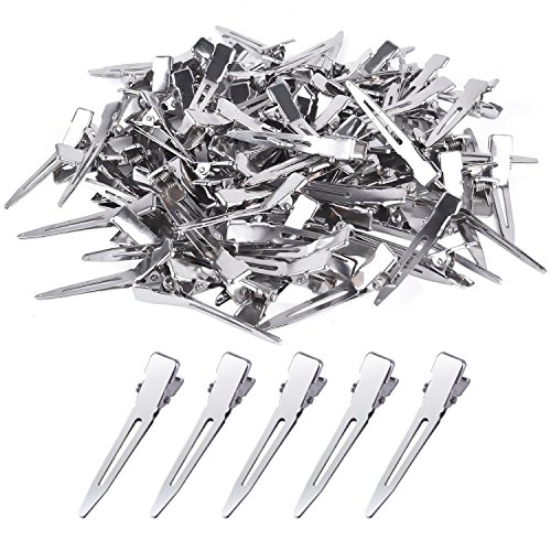 100pcs 4.5cm Pinza de Pelo de Cocodrilo Metal Alligator Clips de Pelo Horquillas Dientes Accesorio de DIY de Agarre de Pelo para Mujeres Chicas(Plateado)