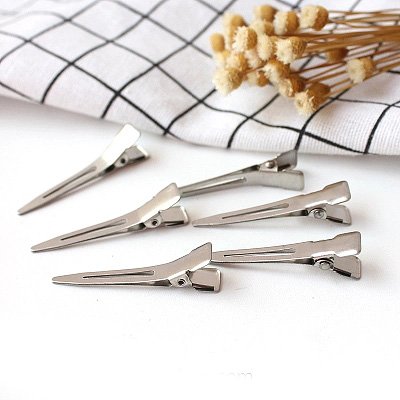 100pcs 4.5cm Pinza de Pelo de Cocodrilo Metal Alligator Clips de Pelo Horquillas Dientes Accesorio de DIY de Agarre de Pelo para Mujeres Chicas(Plateado)