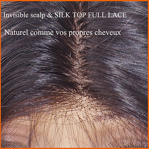 10"(25cm) Pelucas Mujer Pelo Natural [Brazilian Full Lace Front Wig] Human Hair 100% Remy Cabello Humano Brasileño 130% Densidad Rizadas Onduladas Cortas Body Wave (145g,Negro Natural)