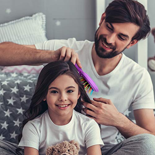 12 Cepillos de Pelo de Viaje Redonda con Espejo Cepillo de Pelo de Bolsillo Plegable con Espejo Maquillarse Peine de Pelo de Viaje para Idea de Regalo Uso Diario Mujeres y Niñas (Púrpura, Rosa Roja)