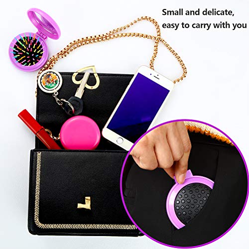 12 Cepillos de Pelo de Viaje Redonda con Espejo Cepillo de Pelo de Bolsillo Plegable con Espejo Maquillarse Peine de Pelo de Viaje para Idea de Regalo Uso Diario Mujeres y Niñas (Púrpura, Rosa Roja)