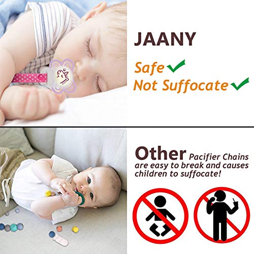 12 Chupetes de Clip Bebé con Anillo de Silicona Adaptador, Cadenas para Chupetes Chupetero Bebé Clips con Adorable Diseño, Unisex Dseño para Chicos y Chicas JAANY (6PC)