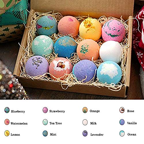 [12 Packs]GeekerChip Bombas de Baño,Bolas de Baño con Aceites Esenciales Efervescentes Flotantes de Spa para Hidratar la Piel Seca, Las Mejores Ideas de Regalo para Novias, Mujeres y Madres