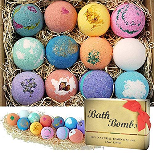 [12 Packs]GeekerChip Bombas de Baño,Bolas de Baño con Aceites Esenciales Efervescentes Flotantes de Spa para Hidratar la Piel Seca, Las Mejores Ideas de Regalo para Novias, Mujeres y Madres