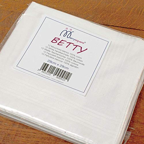 12 pañuelos blancos - Modelo"Betty" - 28 centimetros