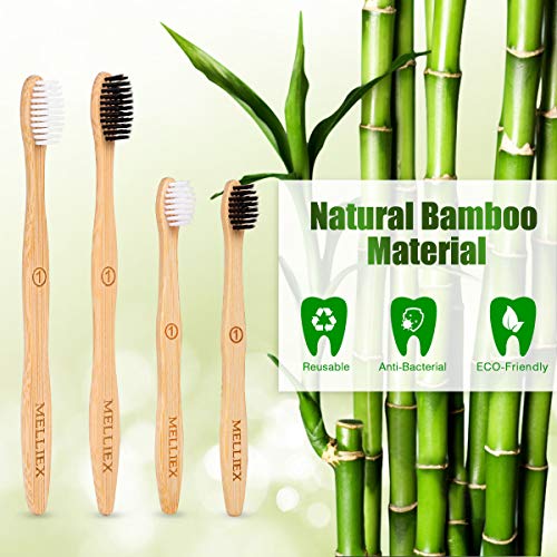 12 paquetes Cepillo de Dientes de Bambu, cepillo de dientes de madera Ecológicos Biodegradables con Cerdas Suaves para Adultos Niños