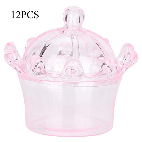 12 UNIDS Corona Forma Caja de Dulces Cajas de Dulces Favor de La Boda Caja de Regalo de Dulces de Corazón Amor Corazón Banquete de Favor Caja de Dulces Bolsa de Dulces de Chocolate(Rosa)