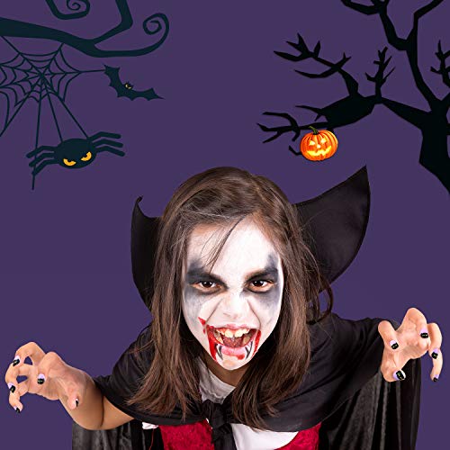 120 Uñas Postizas de Chicas Puntas de Uñas Artificiales de Presión Uñas Postizas Cortas de Cubierta Completo con Patrón de Gradiente Gato Pastel Arcoiris para Uñas Niñas, 5 Cajas (Tema de Halloween)