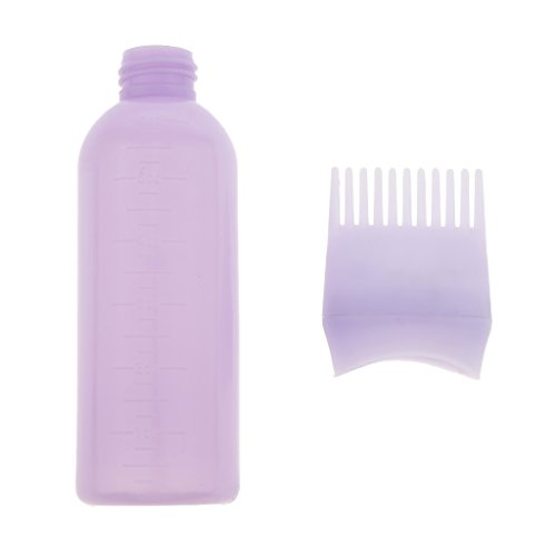 120ml Botella de Tinte de Pelo con Cepillo de Dispensador Profesional Aplicador de Tinte de Cabello - Púrpura