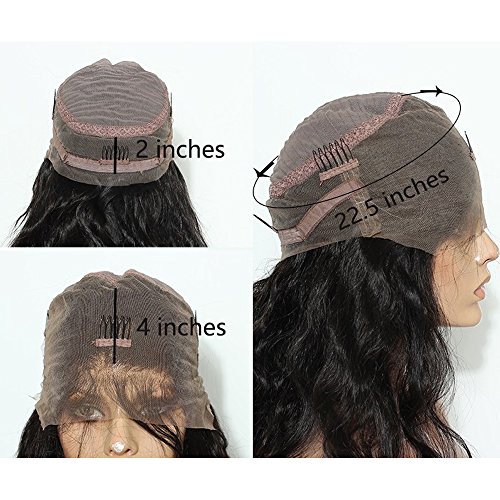12"(30cm) 360 Lace Front Wig Human Hair Pelucas Mujer Pelo Natural Humano Cabello 100% Remy Body Wave Brazilian Lace Frontal 360 Encaje with Baby Hair Cortas Rizadas Negras (125g,#1B Negro Natural)