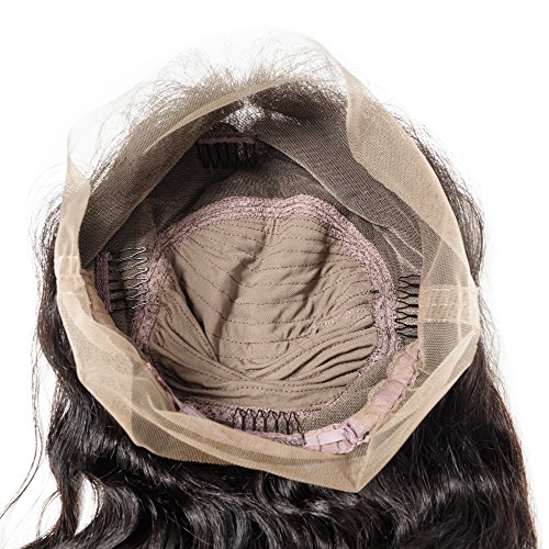 12"(30cm) 360 Lace Front Wig Human Hair Pelucas Mujer Pelo Natural Humano Cabello 100% Remy Body Wave Brazilian Lace Frontal 360 Encaje with Baby Hair Cortas Rizadas Negras (125g,#1B Negro Natural)