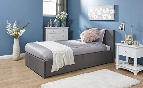 1.2m Side Lift Ottoman Silver Grey Small Double Fabric Side Lift up Storage Bed