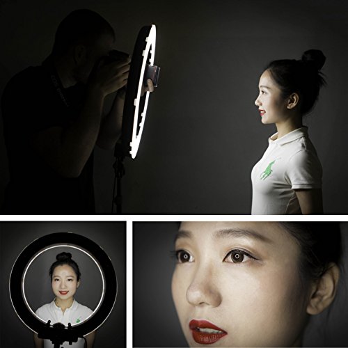 13 "LED Ring Light 550W 5400K Dimmer infinitamente ajustable Perfect Beauty Ringlight para retratos o tutoriales de maquillaje de YouTube con 240 LED regulables y soporte robusto incluido