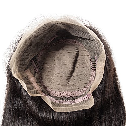 14"(35cm) 360 Lace Front Wig Human Hair Pelucas Mujer Pelo Natural Humano Cabello 100% Remy Straight Brazilian Lace Frontal 360 Encaje with Baby Hair Cortas Lisas Negras (145g,#1B Negro Natural)