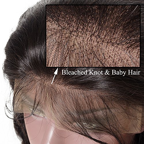 14"(35cm) 360 Lace Front Wig Human Hair Pelucas Mujer Pelo Natural Humano Cabello 100% Remy Straight Brazilian Lace Frontal 360 Encaje with Baby Hair Cortas Lisas Negras (145g,#1B Negro Natural)
