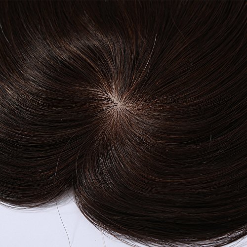 14"(35cm) Extensiones de Cabello Natural Clip Ideados para Ampliar el Volumen en La Parte Superior de La Cabeza 100% Remy Flequillo Postizo Pelo Humano Prótesis Capilares (#2 Castaño Oscuro)