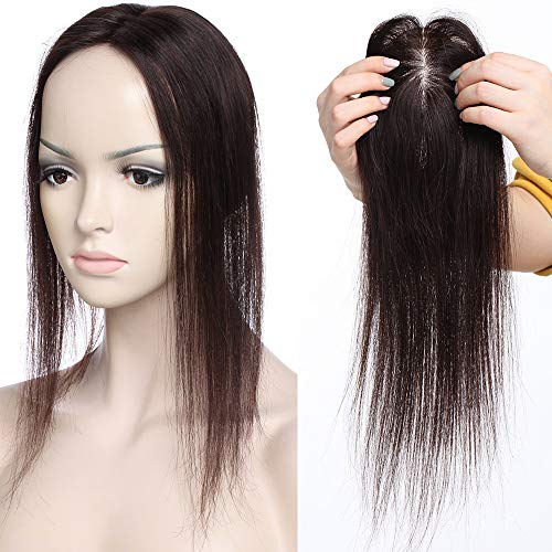 14"(35cm) Extensiones de Cabello Natural Clip Ideados para Ampliar el Volumen en La Parte Superior de La Cabeza 100% Remy Flequillo Postizo Pelo Humano Prótesis Capilares (#2 Castaño Oscuro)