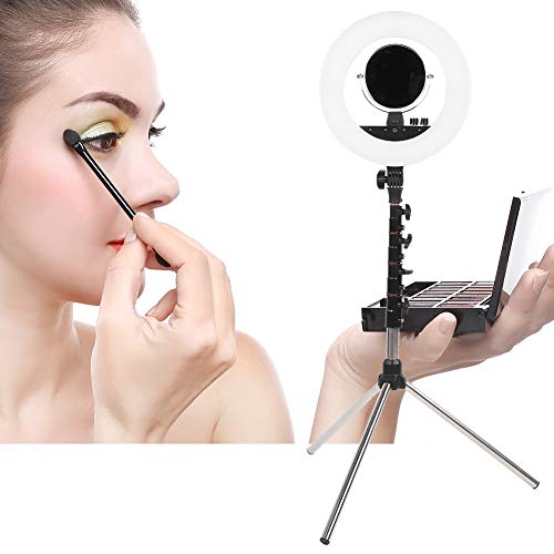 14"Selfie Ring Light, Fotografía LED Regulable 2 Luz de Relleno cosmética Ajustable con Espejo y trípode Soporte Live Stream/Makeup Mini cámara LED Led Ringlight para Video Shooting/Fotografía(YO)
