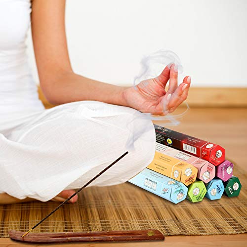 160 Piezas Palos de Incienso Quemador de Incienso de 8 Variadas Aromas Naturales con Base de Incienso de Sándalo para Meditación Yoga Relajación Limpiar Espacio