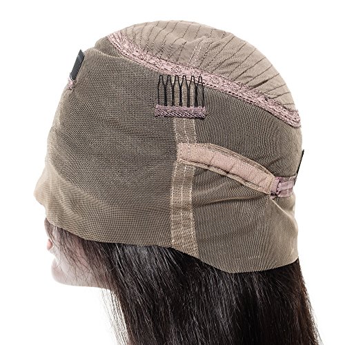 16"(40cm) 360 Lace Front Wig Human Hair Pelucas Mujer Pelo Natural Humano Cabello 100% Remy Straight Brazilian Lace Frontal 360 Encaje with Baby Hair Largas Lisas Negras (165g,#1B Negro Natural)