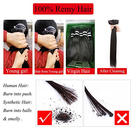 16"(40cm) 360 Lace Front Wig Human Hair Pelucas Mujer Pelo Natural Humano Cabello 100% Remy Straight Brazilian Lace Frontal 360 Encaje with Baby Hair Largas Lisas Negras (165g,#1B Negro Natural)