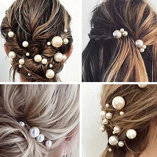 18 piezas de perlas de tamaño mixto, pinzas de pelo tipo U, elegantes horquillas para el pelo, para boda, compromiso, fiesta, novia, tocado de pelo, adornos y perlas.
