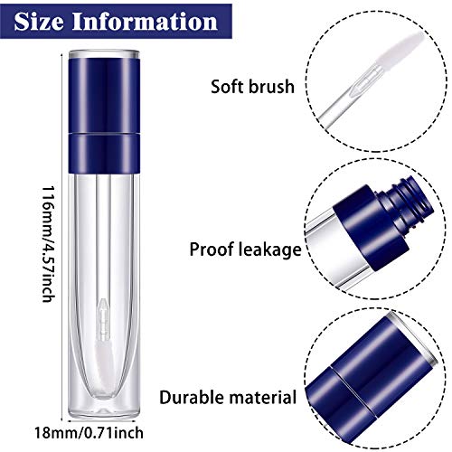 18 Piezas Tubos de Brillo de Labios de 8 ml Muestra de Lápiz Labial de Plástico Vacía Envase de Botella de Bálsamo Labial Recargable y 2 Embudo para Mujer Niña Cosmético, Líquido (Azul Oscuro)