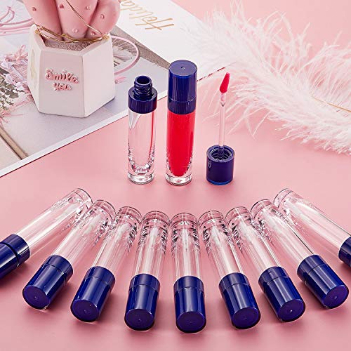 18 Piezas Tubos de Brillo de Labios de 8 ml Muestra de Lápiz Labial de Plástico Vacía Envase de Botella de Bálsamo Labial Recargable y 2 Embudo para Mujer Niña Cosmético, Líquido (Azul Oscuro)