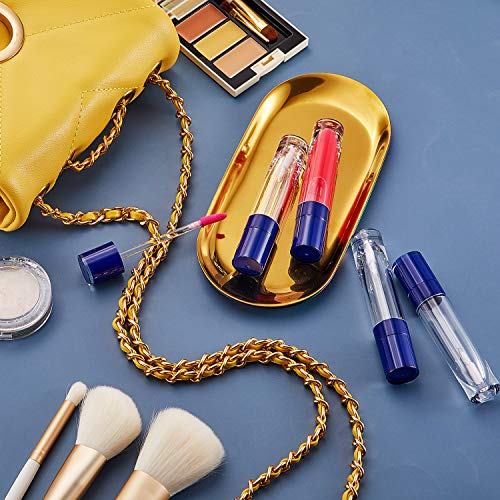 18 Piezas Tubos de Brillo de Labios de 8 ml Muestra de Lápiz Labial de Plástico Vacía Envase de Botella de Bálsamo Labial Recargable y 2 Embudo para Mujer Niña Cosmético, Líquido (Azul Oscuro)