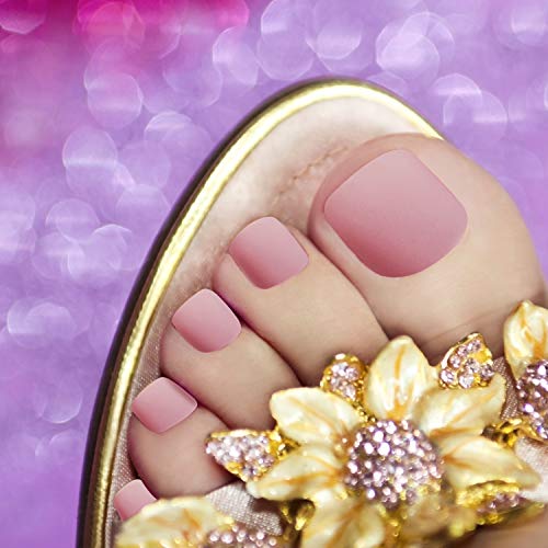 192 Uñas Cortas Cuadradas Uñas Postizas Coloridas de Mate Cubierta Completa Uñas de Pies Falsas Uñas de Pies de Acrílico de Color Sólido Puntas de Uñas Artificiales para Mujeres y Niñas, 8 Juegos
