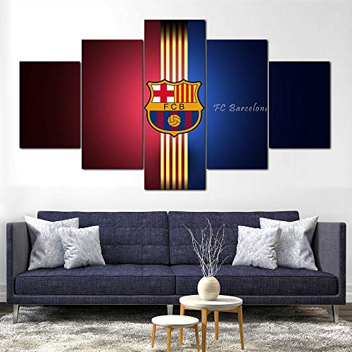 199Tdfc - Cuadro sobre lienzo, 5 piezas, diseño de pelota de fútbol del FC Barcelona (100 x 55 cm)