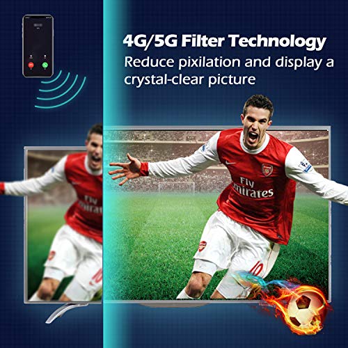 1byone Antena de TV de exteriores de 32dB con amplificador Antena aérea digital de TV Recepción de HDTV, DVB T / DVB T2 y señales analógicas, con filtro 4G LTE incorporado