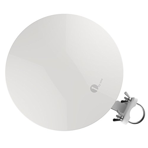 1byone Antena de TV de exteriores de 32dB con amplificador Antena aérea digital de TV Recepción de HDTV, DVB T / DVB T2 y señales analógicas, con filtro 4G LTE incorporado