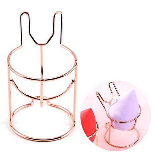 1PC esponja de la belleza Blender titular Linda forma de oro rosa maquillaje sostenedor de la esponja esponja Tendedero soplo de polvo de maquillaje soporte de exhibición para uso (conejo del oído)