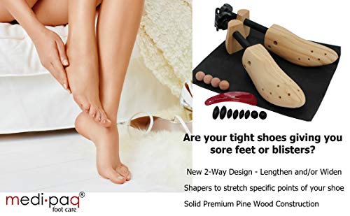 2 extensores de madera para zapatos, de primera calidad, de doble vía (amplían el ancho y el largo), para tallas de hombres o mujeres (par) 2x Ladies Stretchers