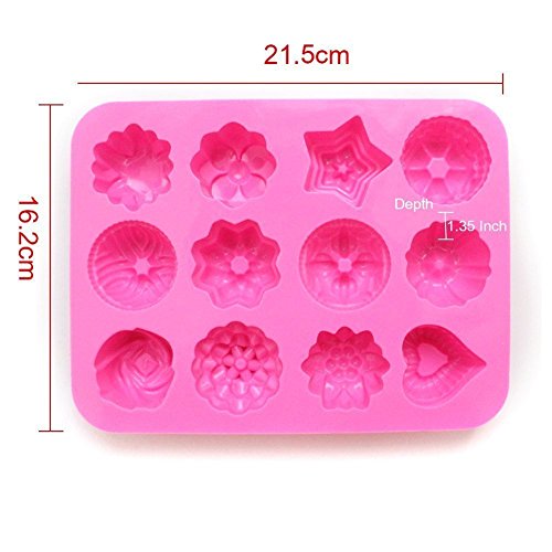 2 moldes de silicona con 12 cavidades de flores para jabón, chocolates, dulces, muffins, molde para horno